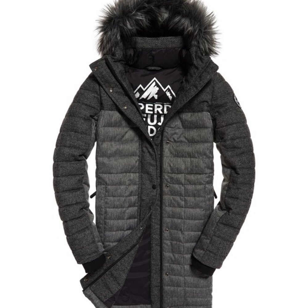Superdry Elements Tweed Hooded Parka Jacket (BRAND NEW WITH TAGS) Size 8